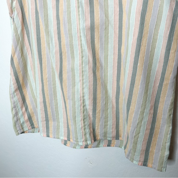 GAP Pastel Metallic Stripe Ruffle Cap Sleeve Boxy Top Medium M - Picture 4 of 8